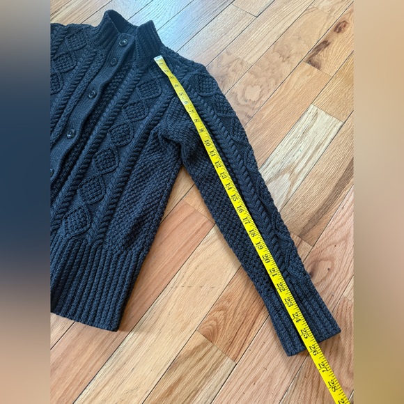 LL Bean Signature Fisherman Cardigan Cable Sweater Gray Women’s Sz L Reg 507594 - Picture 11 of 13